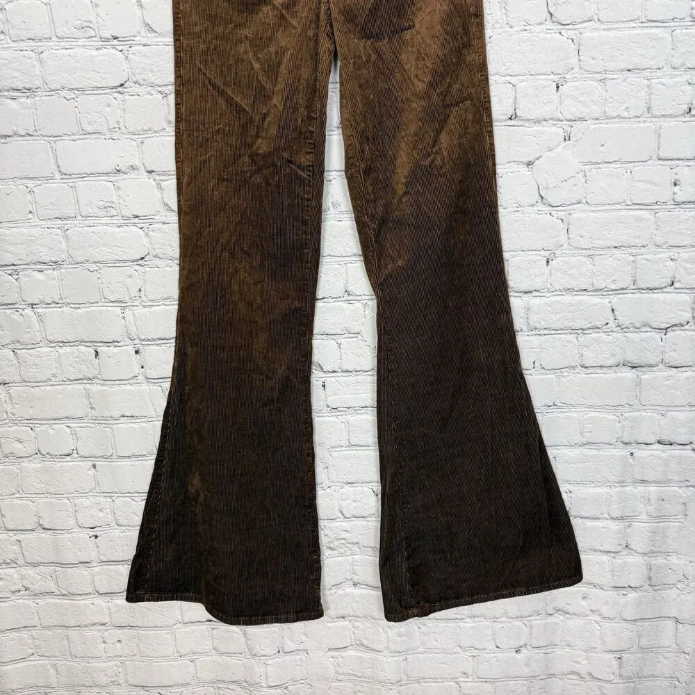 Paige Charlie Corduroy Flare Pants In Maple Brown Womens 26 Boho Western Chic